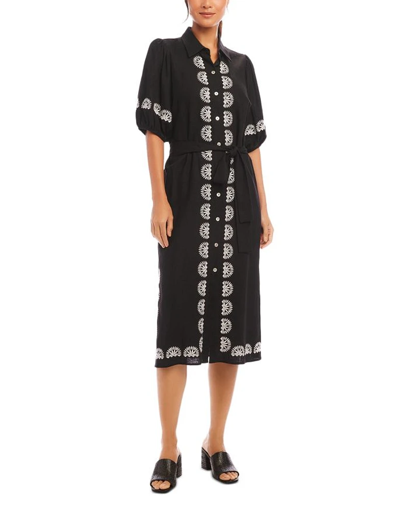 Embroidered Shirt Dress