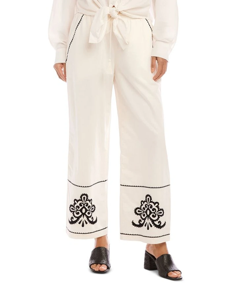 Embroidered Drawstring Pants