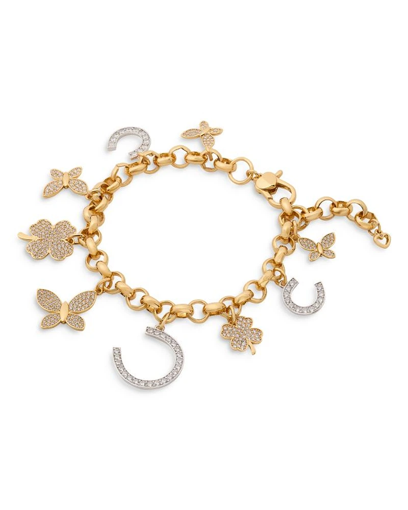 Pavé Lucky Charm Statement Bracelet in Two Tone