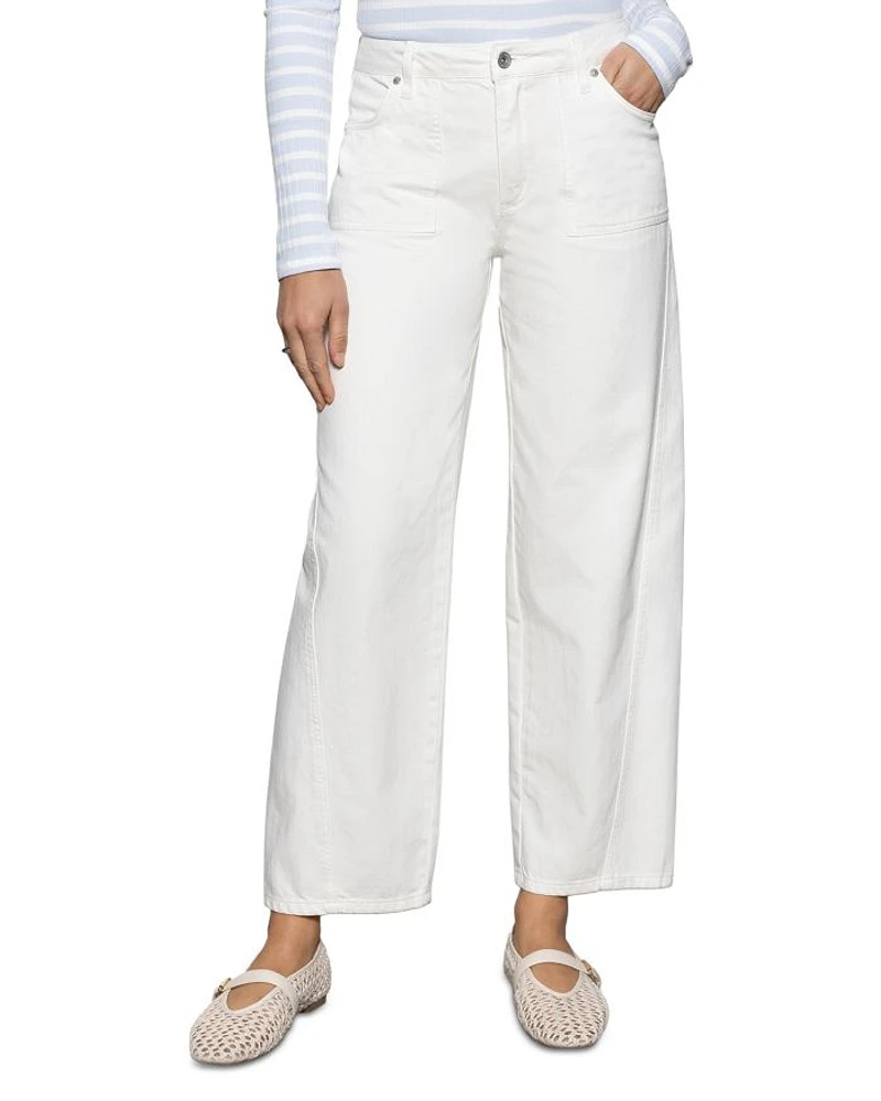 District High Rise Column Ankle Jeans Bleached White