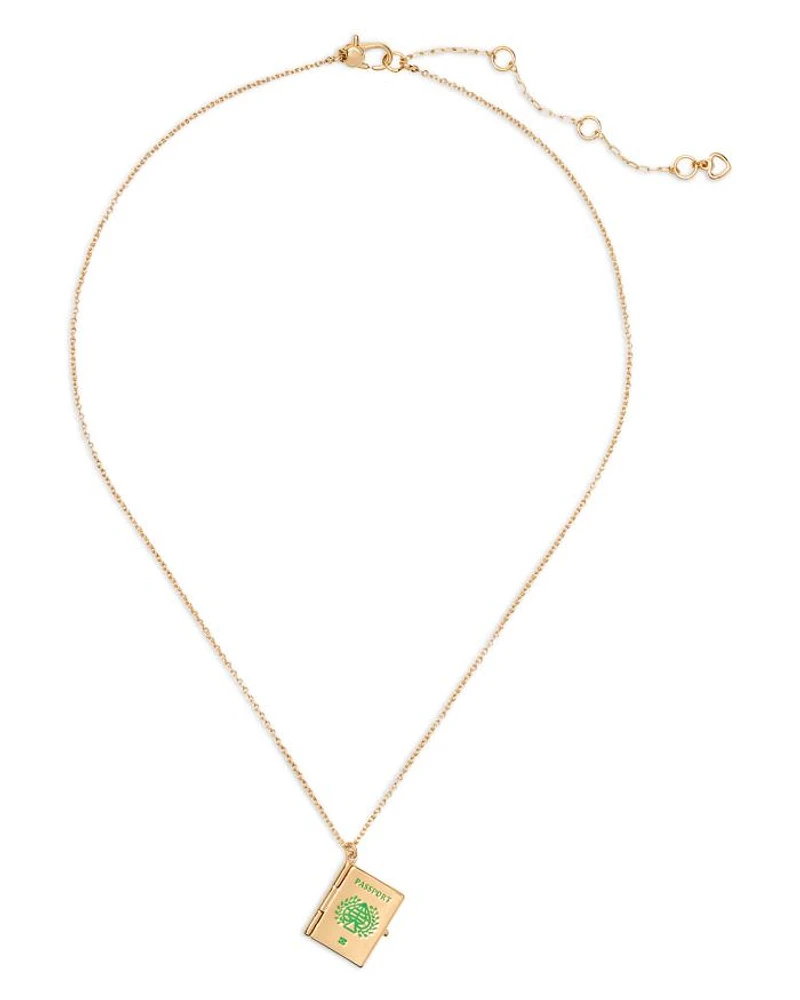 Passport Pendant Necklace, 16"-19"