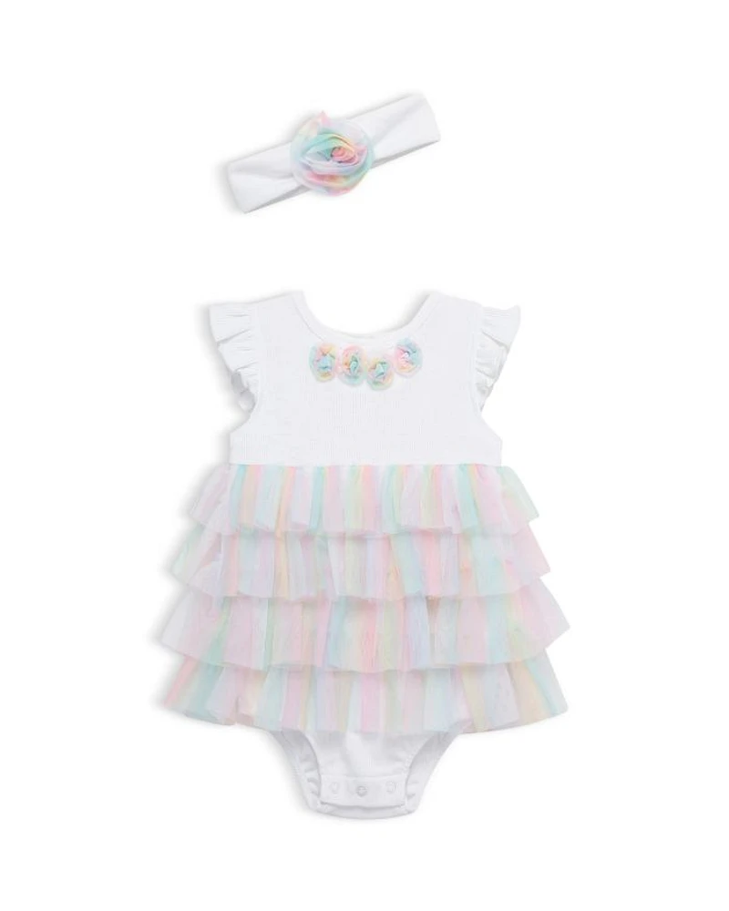 Girls' Rainbow Tulle Bodysuit & Headband Set - Baby