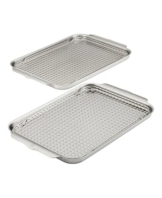 OvenBond® 4-Piece Tri-ply Clad Stainless Steel Half Sheet and Rack, Set of 2