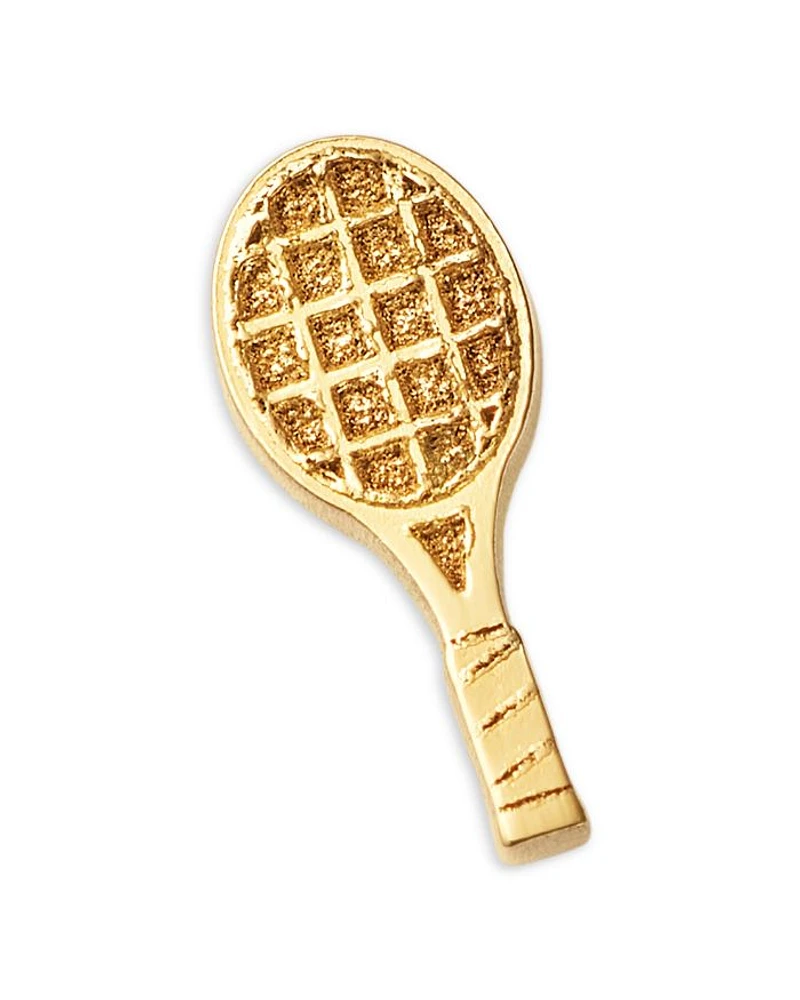 14K Yellow Gold Itty Bitty Symbols Tennis Racket Single Stud Earring