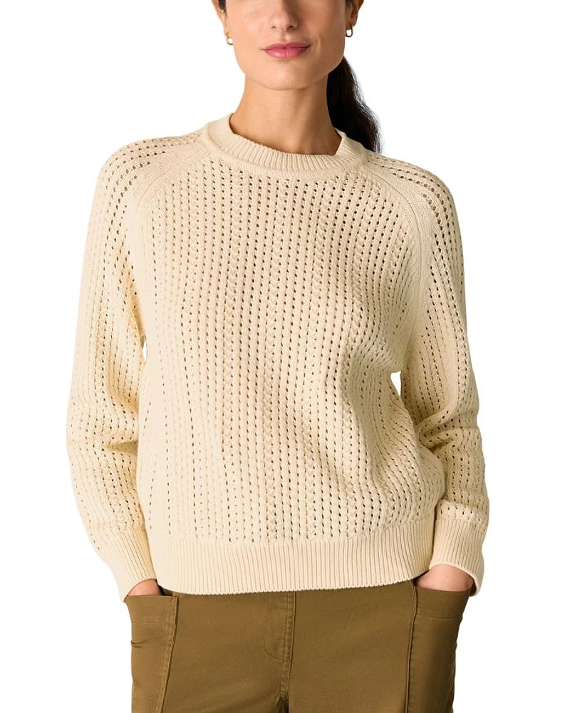 Pointelle Crewneck Knit Sweater