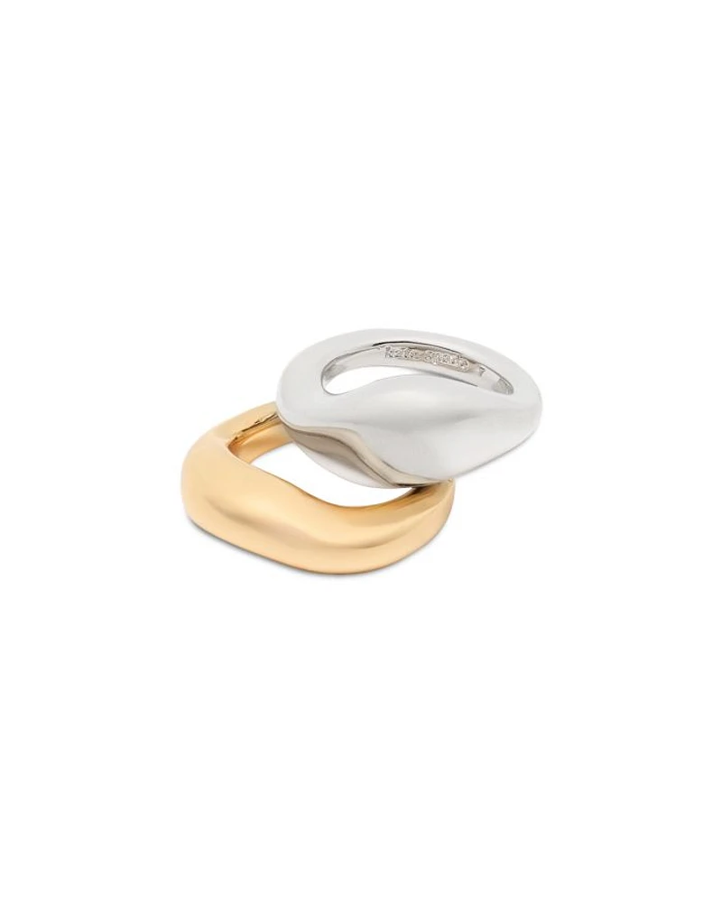 Two Tone Molten Stacking Rings, Set of 2