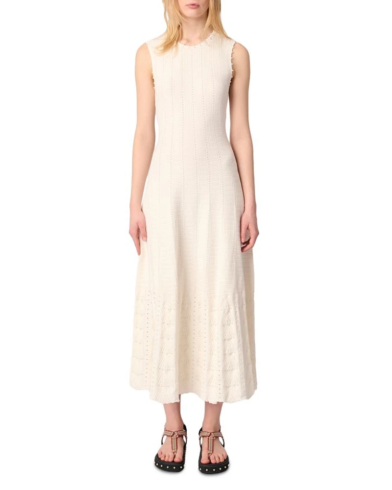 Beaded Pointelle Knit Dress