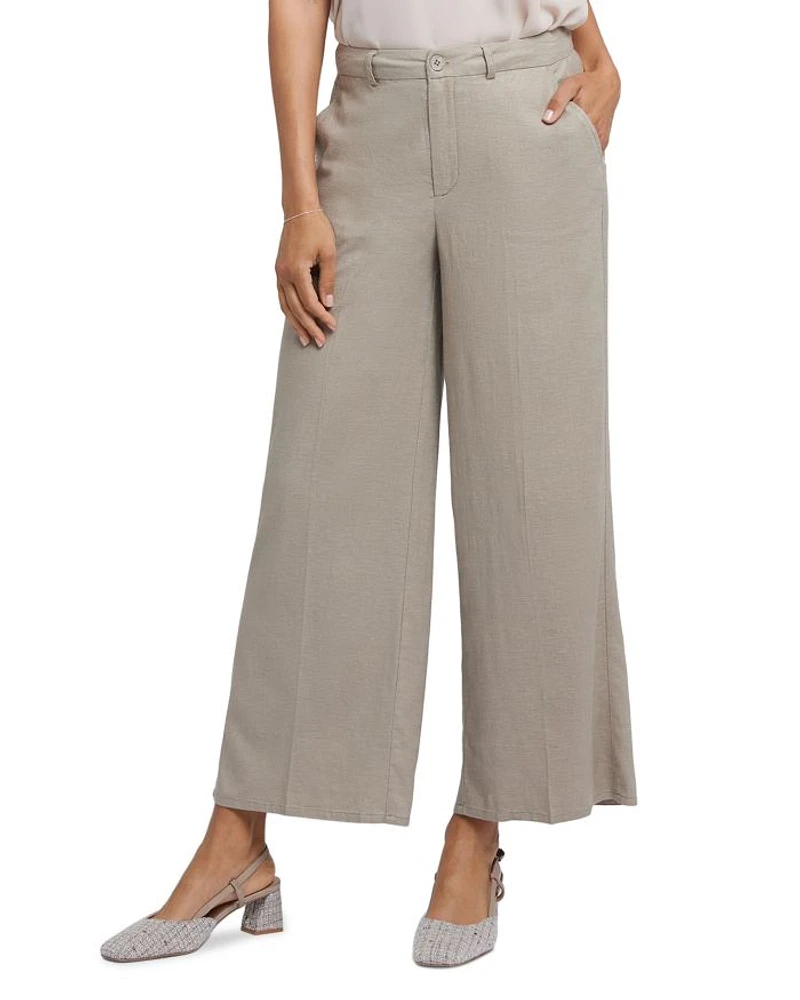 Linen Blend Morgan Wide Leg Trousers