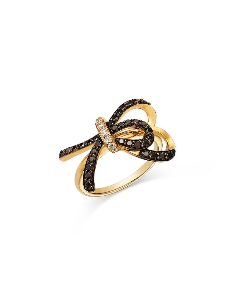 Black & White Diamond Ring in 14K Yellow Gold, 0.68 tcw
