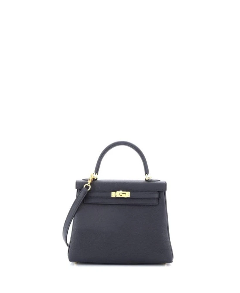 Kelly Handbag Black Togo with Gold Hardware