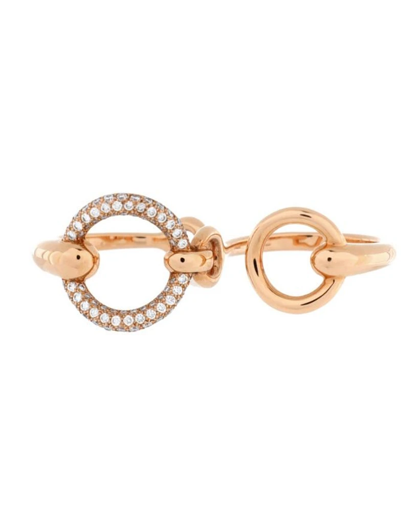 Large Filet d'Or Double Ring 18K Rose Gold with Diamonds