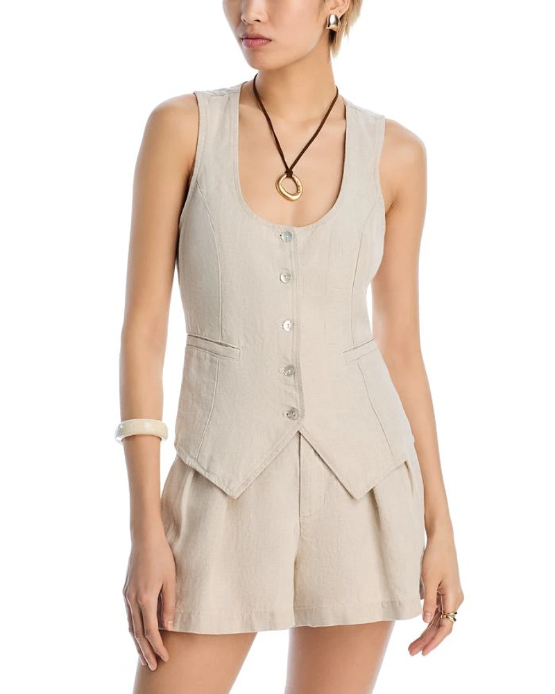 Scoop Neck Linen Vest
