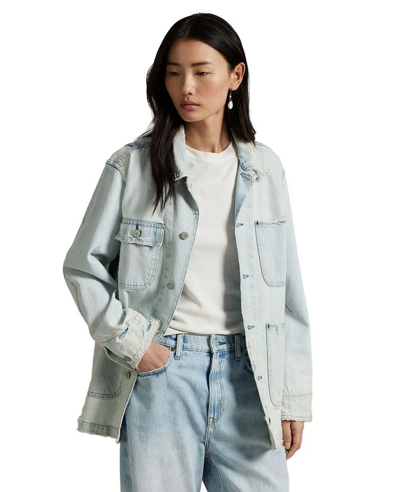 Distressed Denim Utility Jacket