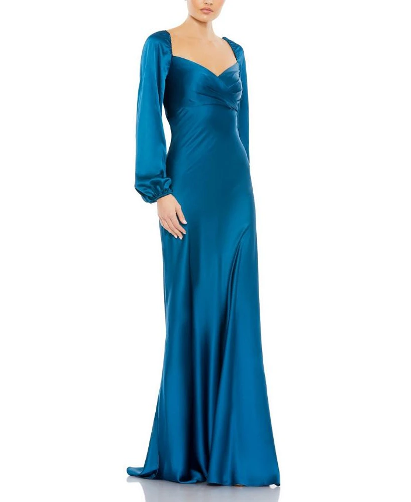 Sweetheart Neckline Puff Sleeve Gown