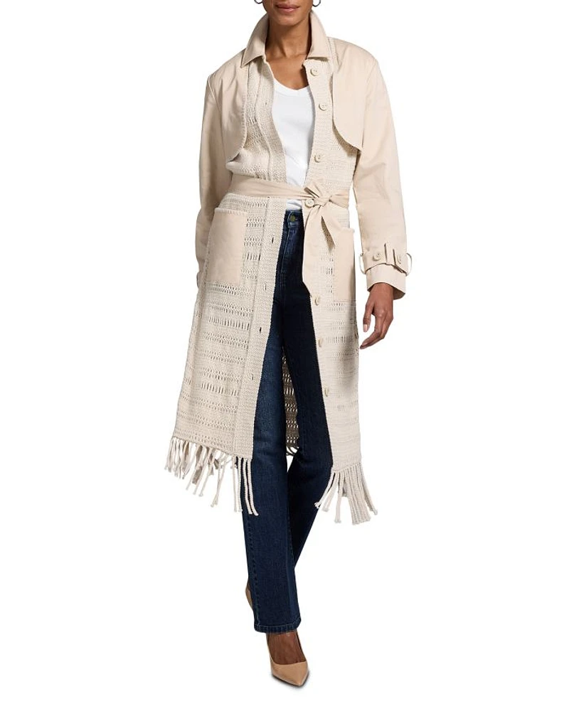 Mixed Media Fringe Knit Jacket