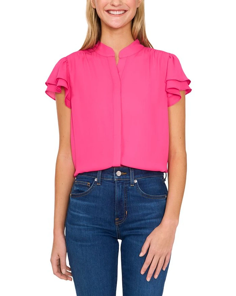 Double Flutter Short Sleeve Top