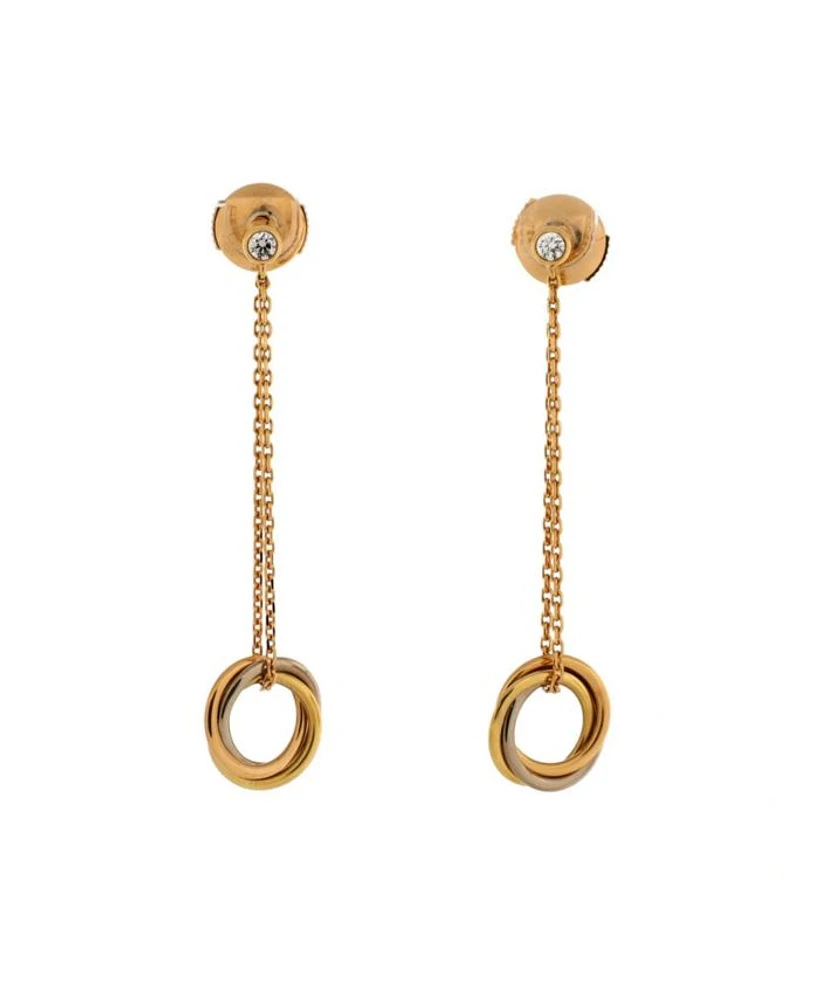 Trinity Diamond Drop Earrings 18K Tricolor Gold