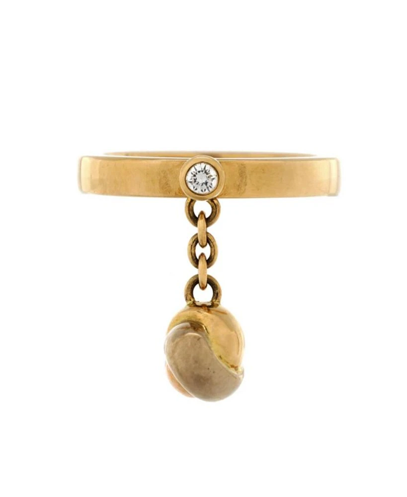 Trinity Knot Charm Ring 18K Gold with 18K Tricolor Gold and Diamond