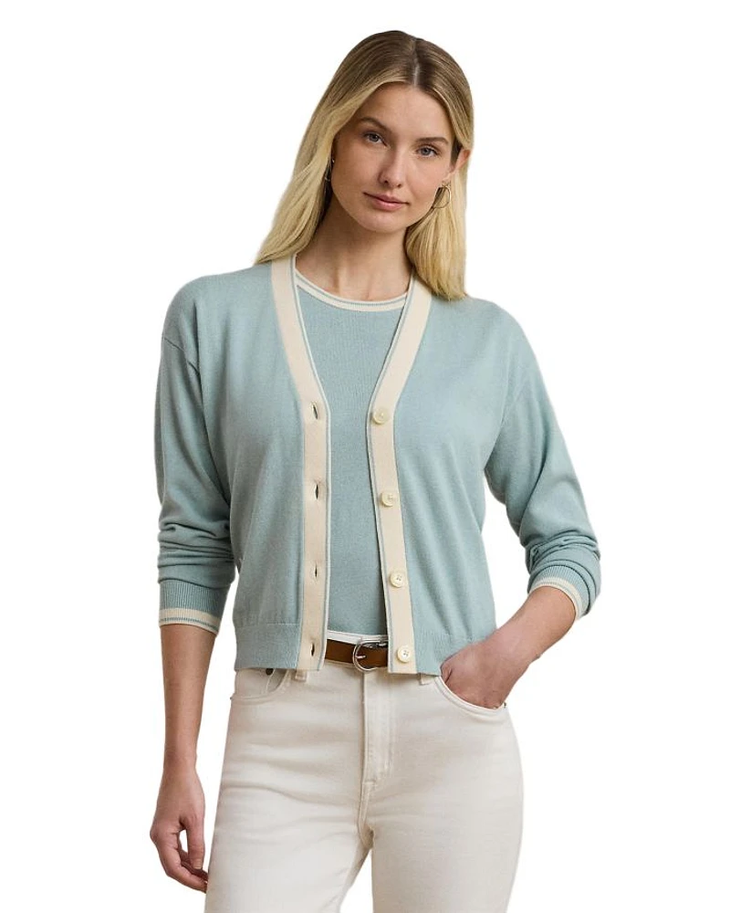 Two Tone Cotton Blend Cardigan