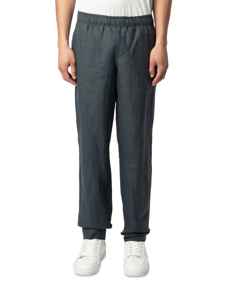 Regular Fit Pull On Linen Pants