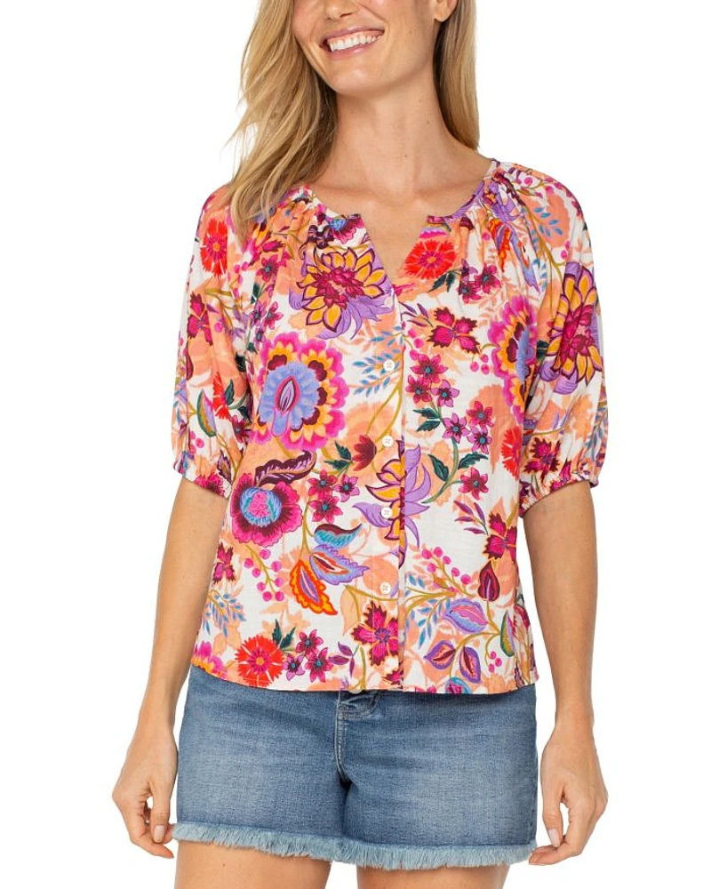 Short Sleeve Button Up Top