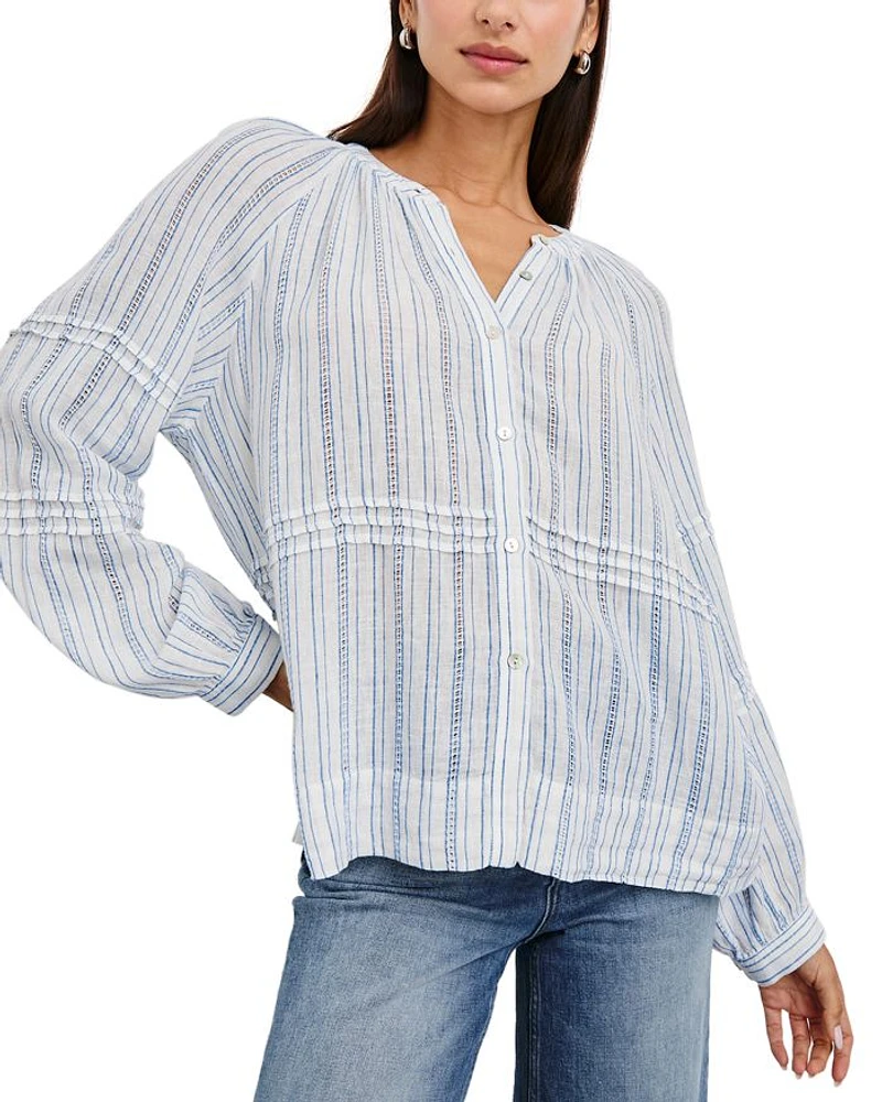 Frances Relaxed Fit Linen Peasant Top