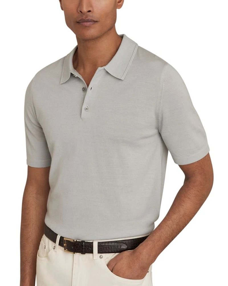 Manor Half Button Merino Wool Polo Shirt