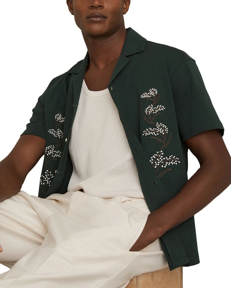 Goya Short Sleeve Floral Embroidered Cuban Shirt