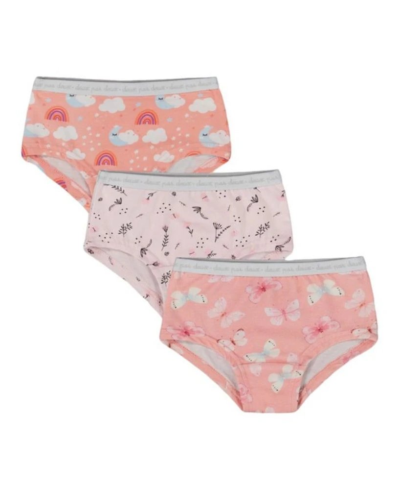 Girls' Printed Organic Cotton Boyshort Panties, Set of 3 - Little Kid, Big Kid