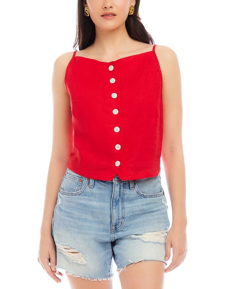Elis Sleeveless Button Up Linen Top