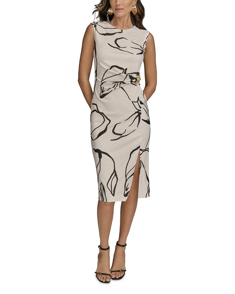 Abstract Print Sheath Dress