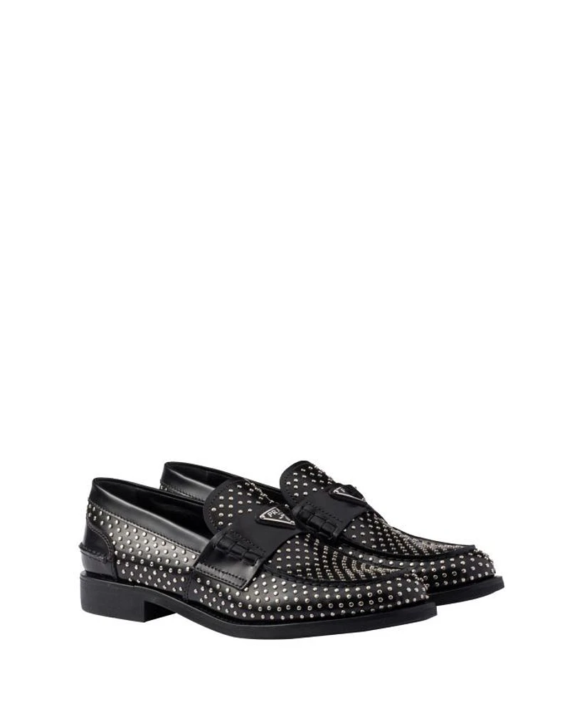 Women's Studded Brushed Leather Loafers