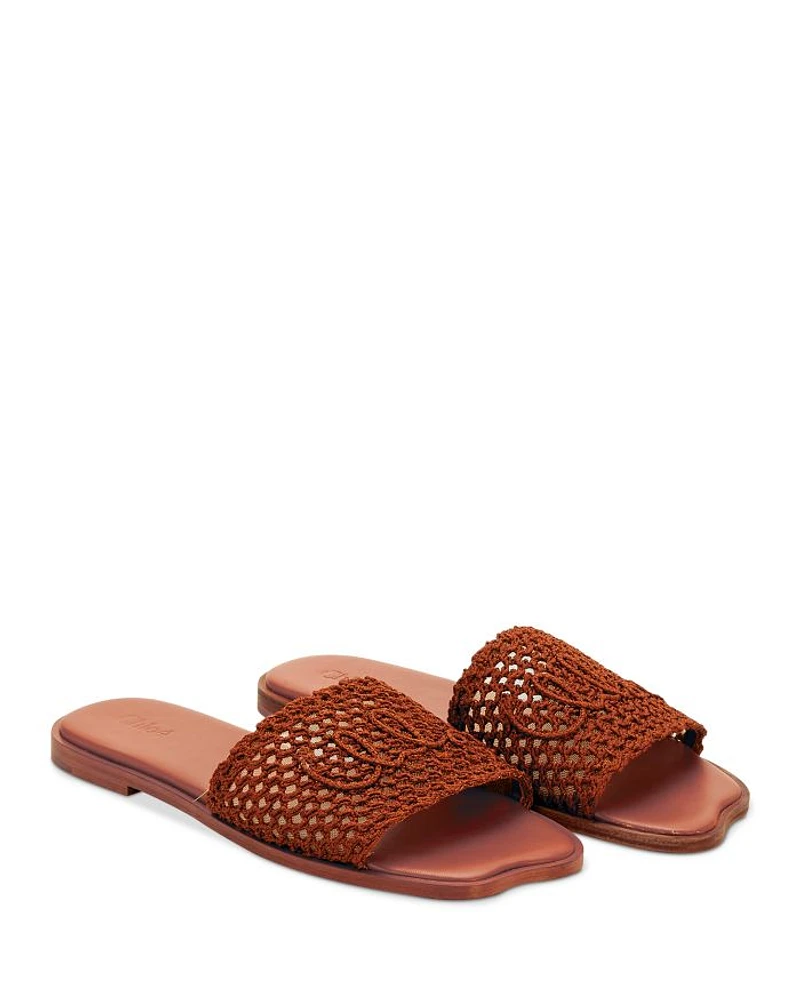 Women's Flower Raffia Slide Sandals