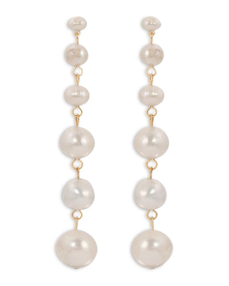 Cultured Freshwater Pearl Linear Drop Earrings