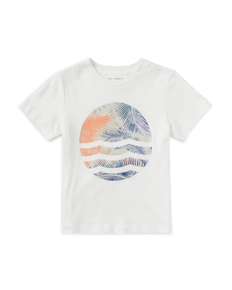 Unisex Coral Palm Waves Cotton Tee - Little Kid, Big Kid
