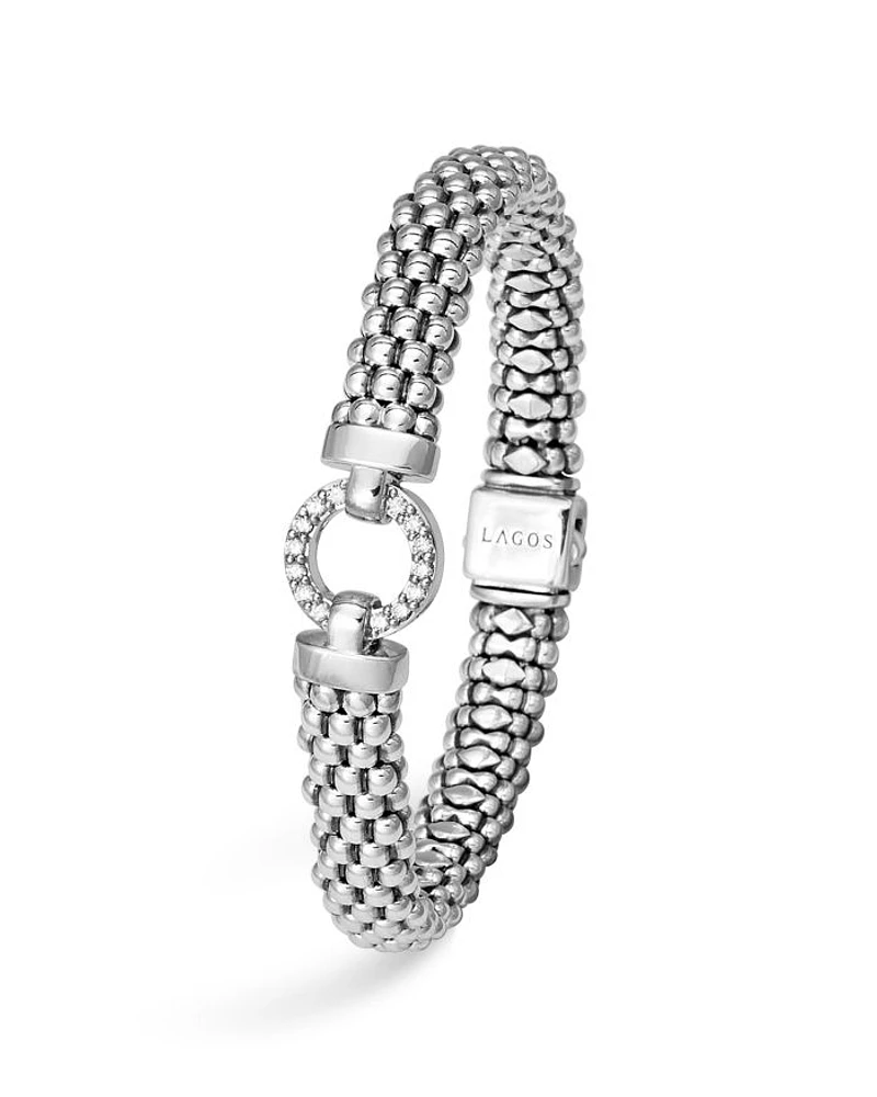 Sterling Silver Enso Rope Bracelet with Diamonds