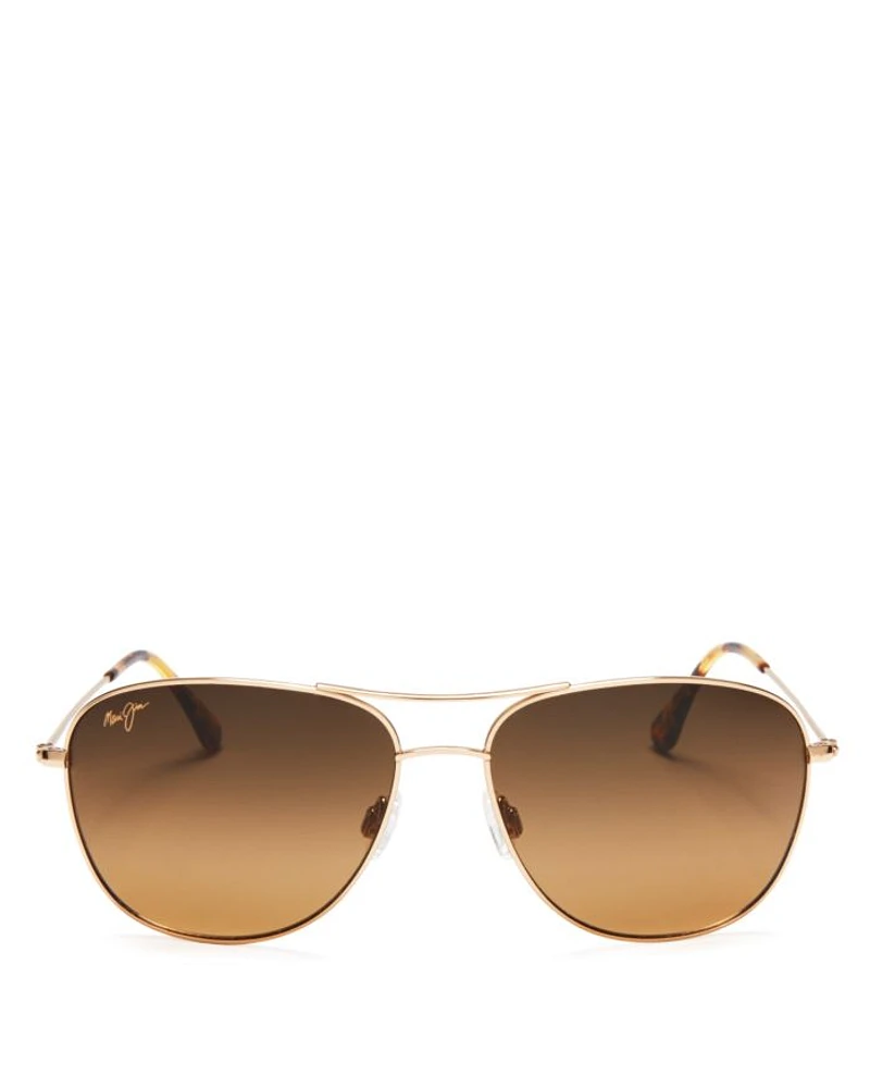 Cliff House Polarized Brow Bar Aviator Sunglasses, 59mm