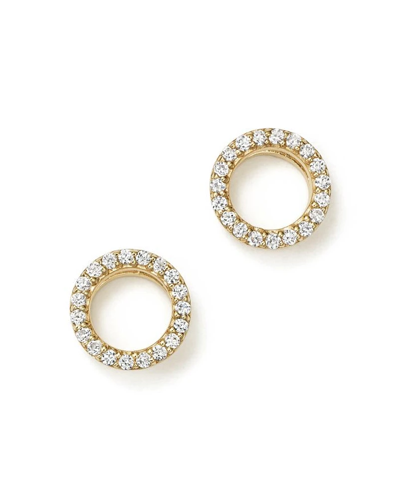 Diamond Circle Stud Earrings in 14K Yellow Gold, .20 tcw