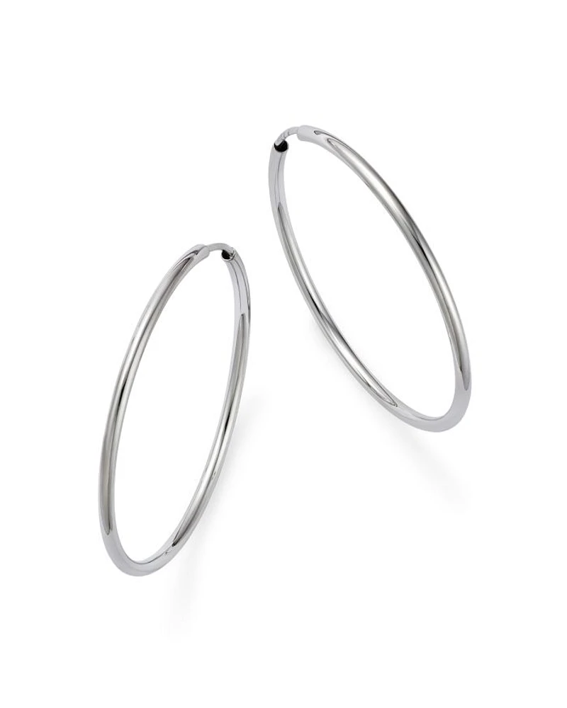 14K White Gold Endless Hoop Earrings