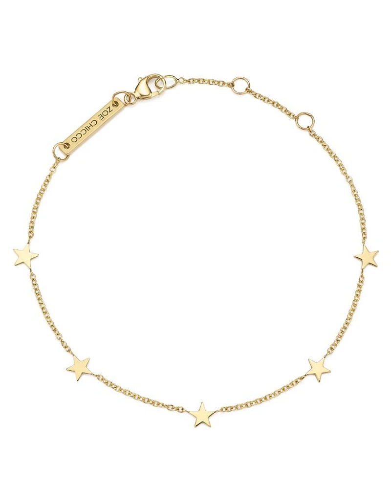 14K Yellow Gold Star Bracelet