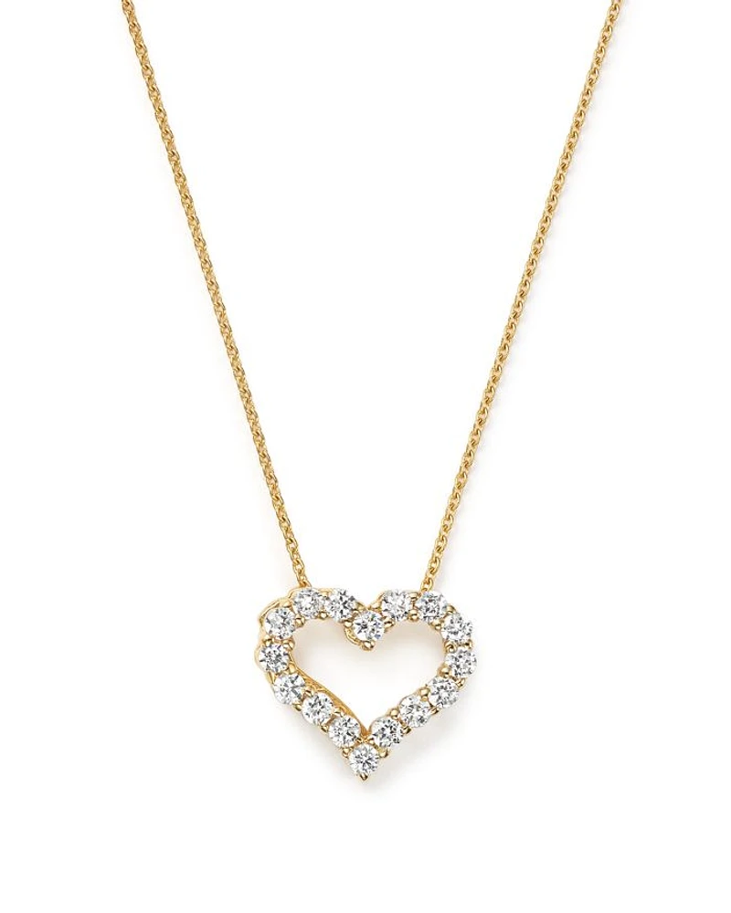 Diamond Heart Pendant Necklace in 14K Yellow Gold, .25 tcw