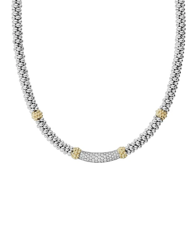 18K Gold & Sterling Silver Diamond Lux Collar Necklace, 18"
