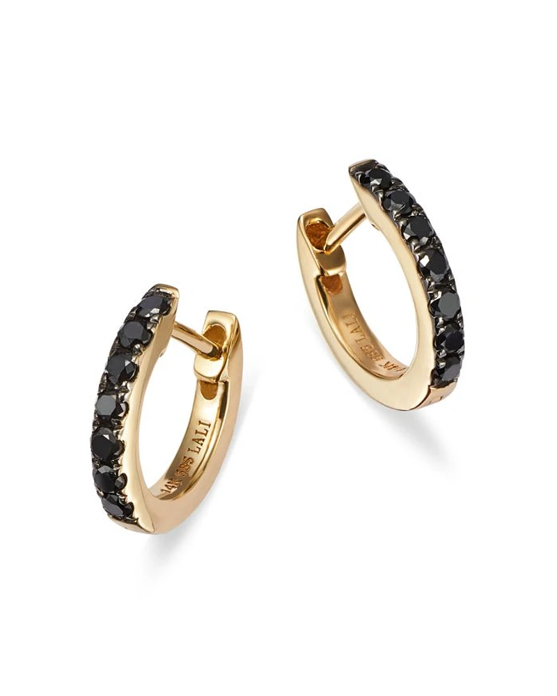 Diamond Huggie Hoop Earrings in 14K Yellow Gold
