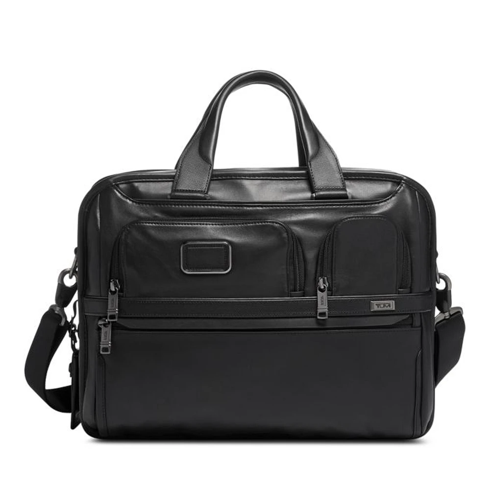 Alpha 3 Leather Expandable Organizer Laptop Brief