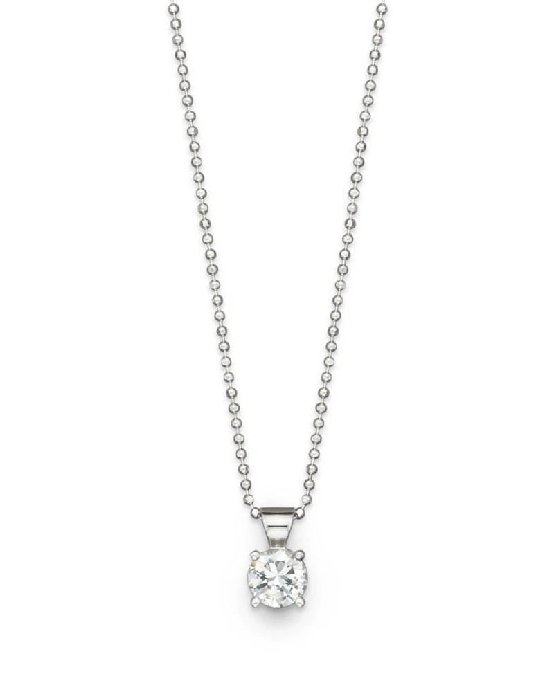 Diamond Solitaire Pendant 18K White Gold, 0.50-1.0. tcw