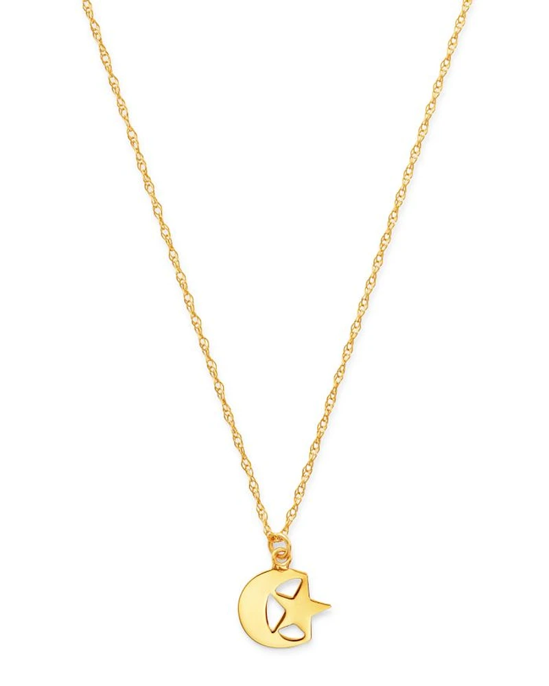 Star & Moon Pendant Necklace in 14K Yellow Gold, 18" - Exclusive