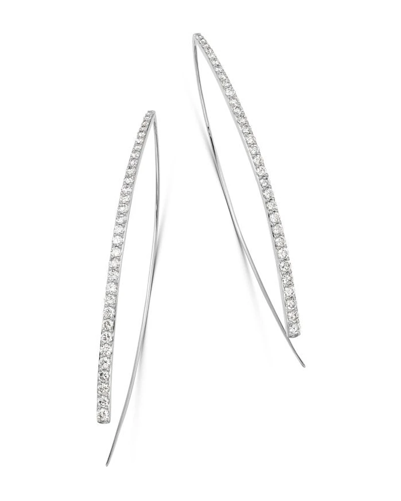 Diamond Threader Earrings in 14K White Gold, 1.50 tcw
