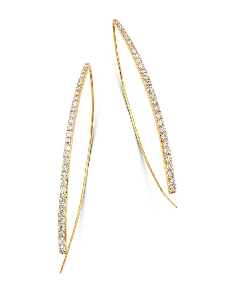 Diamond Threader Earrings in 14K Yellow Gold, 1.50 tcw