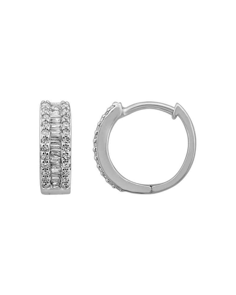 Diamond Baguette Hoop Earrings in 14K White Gold, 0.25 tcw