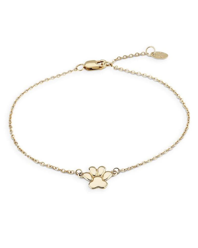 14K Yellow Gold Dog Paw Chain Bracelet